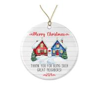 Ornement De Noël Merci D'Être De Si Bons Voisins, Amis Voisins Ornements d'arbre De Noël Esthétique Pendentif en Céramique Embellissement Ornements De Sapin pour Home Decor Fête du Nouvel 7.3CM