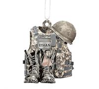 Ornement de Noël militaire personnalisé, bottes d'uniforme militaire, chapeau de voiture, ornement de voiture 2025, décorations de Noël personnalisées avec nom militaire, pendentif à suspendre à un