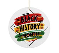 Ornement de Noël, Mois de l'histoire noire, décoration de Noël Juneteenth souvenir plat à suspendre sur le sapin de Noël, souvenir rond amusant en céramique, cadeaux de Noël, 7,5 cm