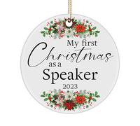 Ornement De Noël Mon Premier Discours en Tant Que Conférencier pour Le Merry Happy New Year Motivational Public Détachables Pendentifs Décoration Pendentif en Céramique pour 7.3CM