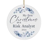 Ornement De Noël Mon Premier Emploi en Tant Qu'Analyste des Risques Ornements De Sapin Détachables Pendentif en Céramique Esthétique Pendentifs Décoration pour Maison Home Decor 7.3CM