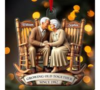 Ornement de Noël Personnalisé 2025 - Décorations Personnalisées sur Le Thème - Vieillir Ensemble - Un Cadeau Unique pour Les Parents, Les Grands-Parents ou Les Couples âgés