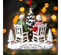 Ornement de Noël Personnalisé 2025 - Décorations Personnalisées sur Le Thème - Vieillir Ensemble - Un Cadeau Unique pour Les Parents, Les Grands-Parents ou Les Couples âgés