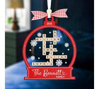 Ornement de Noël personnalisé avec mots croisés en bois et acrylique avec noms personnalisés, décoration de puzzle avec nom de famille, cadeau personnalisé pour frère et sœur, décoration de Noël