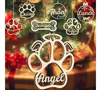 Ornement de Noël personnalisé de Patte de Chien, Ornements en Bois personnalisés Noël avec Le nom de Votre Chien, Ornements personnalisés de Patte de Chien pour Arbre de Noël