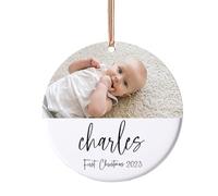 Ornement de Noël Personnalisé, Décorations de Premier Noël pour Bébé 2023, Boule de Noël Personnalisable en Céramique, Cadeau Original pour Bébé, Père et Mère