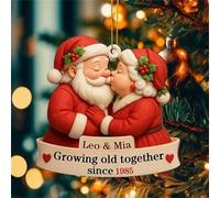 Ornement de Noël personnalisé en Acrylique « Vieillir Ensemble » Père Noël et Mère Noël, Ornement de Couple « Vieillir Ensemble » Depuis 2025, Ornement de Couple Romantique en Acrylique
