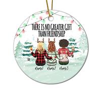 Ornement De Noël Personnalisé pour Il n'y A Rien De Plus Grand Que L'Amitié Personnalisé pour BFF Besties Sister Pendentifs Décoration Vintage Pendentif en Céramique pour 7.3CM