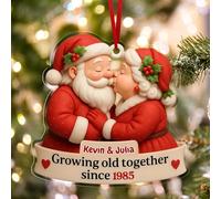 Ornement de Noël Personnalisé Vieillir Ensemble 2025 - Décoration Romantique pour Sapin avec Prénoms - Cadeau Original pour Couple, Époux et Grands-Parents - Décoration d'Intérieur pour la Maison