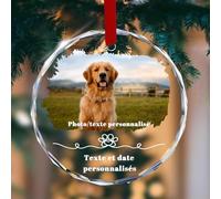 Ornement de Noël Personnalisée avec Photos Boule de Noël en Cristal Personnalisées Cadeaux d'anniversaire de Fiançailles pour Famille Couples Amis (Décoration personnalisée-Cercle 4)