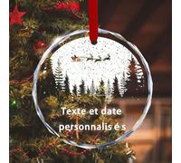 Ornement de Noël Personnalisée avec Photos Boule de Noël en Cristal Personnalisées Cadeaux d'anniversaire de Fiançailles pour Famille Couples Amis (Décoration personnalisée-Cercle 3)