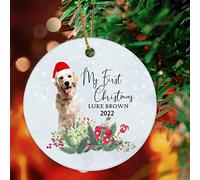 Ornement De Noël Portrait Personnalisé De Mon Premier Chien Saint-Bernard Ornements d'arbre De Noël Esthétique Pendentifs Décoration Vintage Pendentif en Céramique pour Maison 7.3CM