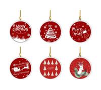 Ornement de Noël Rond en Acrylique 7 cm Pendentif de Vacances Rouge avec Cordon supérieur pour fenêtre, Porte, Maison, Magasin, décoration de Noël en Acrylique Décoration de Noël Ronde Rouge