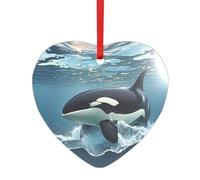 Ornement de Noël rond en acrylique avec pendentif orque en acrylique à suspendre pour les vacances, arbre de Noël, étiquette en forme de cœur