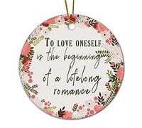 Ornement De Noël S'Aimer Soi-Même Est Le Début d'une Histoire d'amour À Vie Citation pour Fils, Sœurs Et Adolescents Pendentif en Céramique Ornements De Sapin Pendentifs Décoration pour 7.3CM