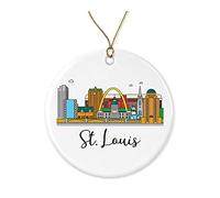 Ornement De Noël Saint Louis Skyline Saint Louis Missouri Ornements De Sapin Esthétique Pendentif en Céramique Vintage Pendentifs Décoration pour Home Decor Maison Fête du Nouvel 7.3CM
