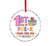 Ornement de Noël, souvenir de mon professeur Pray For My Pre-K, décorations à suspendre pour sapin de Noël, souvenir commémoratif amusant, 7,5 cm, ornements ronds en verre, cadeaux de Noël pour