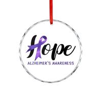 Ornement de Noël, souvenir de sensibilisation à la maladie d'Alzheimer, décorations à suspendre pour sapin de Noël, souvenir commémoratif, 7,5 cm, ornements ronds en verre, cadeaux de Noël pour