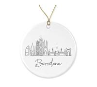 Ornement De Noël Ville De Barcelone Skyline De Barcelone Voyage Mignon À Barcelone Ornements De Sapin Détachables Pendentifs Décoration Esthétique Ornements d'arbre De Noël pour Maison 7.3CM