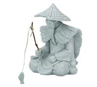 Ornement de Pêcheur en Grès Vert, Statue de Vieil Homme en Bois de Bambou, Décoration Zen Asiatique, Mini Figurine de Pêcheur pour Aquarium, Décoration de Pot, Apporte Succès et