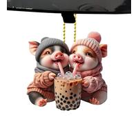 Ornement de pendentif en porc acrylique - de rétroviseur suspendu, Symbole charmant décor de la maison et du véhicule | Accessoire décoratif de désraquage d'air d'arbre, animale nouv