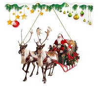 Ornement de Père Noël en traîneau de rennes de Noël,Pendentif de Noël en traîneau de Père Noël | Décor à suspendre en acrylique 2D en forme de renne et de traîneau du Père Noël,Père Noël sur des décor