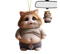 Ornement De Rétroviseur De, Chat, Chien, 2D en Acrylique À Suspendre - Décoration Drôle d'animal Au Gros Ventre pour Intérieur De Véhicule, Pendentif De Rétroviseur Léger Et, Adapté Co