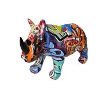 Ornement de rhinocéros Graffiti en résine - Statue de rhinocéros décorative pour la décoration de la Maison | Artisanat pour Tables, étagères, rebords de fenêtres et armoires, pièce décorative Unique
