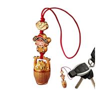 Ornement de richesse, ornements qui attirent la richesse, sac de boucles d'oreilles de CAI Shen - Ornement chinois pour la richesse et la sécurité, pendentif pour le succès du sac, Tel Tel Tel