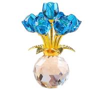 Ornement de rose en cristal, figurine de collection colorée avec vase, mini figurine de petite fleur, figurines de roses en cristal, ornements de bas de Noël en verre, presse-papier, cadeaux de deuil