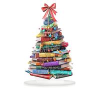 Ornement de Sapin de Noël en Forme de Livre, Décoration Suspendue Livres Empilés en Acrylique 2D pour Les Amoureux des Livres, Fournitures de Fête Décorations de Noël Intérieur 25x18cm