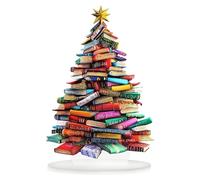 Ornement de Sapin de Noël en Forme de Livre, Décoration Suspendue Livres Empilés en Acrylique 2D pour Les Amoureux des Livres, Fournitures de Fête Décorations de Noël Intérieur 25x18cm
