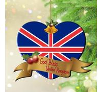 Ornement de sapin de Noël « God Bless United Kingdom » - Drapeaux nationaux de campagne - Marin - Souvenir de Noël - Décorations élégantes et rondes en acrylique transparent - Pour voisins et amis