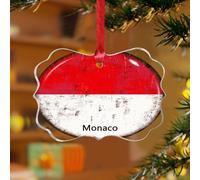 Ornement de sapin de Noël Monaco - Drapeau du monde mondial - Voyage de voyage à suspendre - Disques en acrylique transparent - Drapeaux de pays européens - Asie - Afrique - Souvenir pour décoration