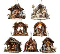 Ornement de scène de la nativité 7pcs Acrylique 3D RELIGIEUR Car Ornament pour LA DÉCOR Cortie PARTO Home Part