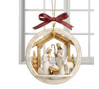 Ornement De Scène De La Nativité - Décoration Suspendue En Acrylique De 3,15 Pouces | Cadeau De Vacances Chrétien - Pendentif Léger Et Plat En 2D Avec Scène De Jésus Pour Noël, Les Mariages À La Maiso