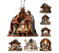 Ornement de scène de la Nativité, paquet de 7 décorations d'arbre de Noël de scène de la Nativité, décorations suspendues de la Nativité en acrylique 2D, ornements d'arbre de Noël religieux