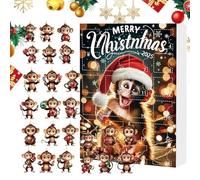 Ornement de singe en acrylique - Pendentifs de singe du compte à rebours de Noël, ensemble de décoration en acrylique | Voiture de vacances bureau salle fête d'anniversaire porte murale maison arbre d