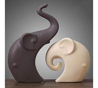 Ornement de Statue de Figure d'éléphants de Couple, Sculpture d'animaux en céramique décor de Maison et de Bureau, Cadeau d'anniversaire,A
