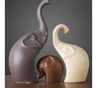 Ornement de Statue de Figure d'éléphants de Couple, Sculpture d'animaux en céramique décor de Maison et de Bureau, Cadeau d'anniversaire,A