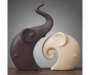 Ornement de Statue de Figure d'éléphants de Couple, Sculpture d'animaux en céramique décor de Maison et de Bureau, Cadeau d'anniversaire,A