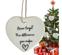 Ornement de suspension de cœur en céramique | Céramique de Noël Je souhaite que vous viviez à côté du signe d’ornement | Panneau décoratif en forme de cœur en céramique, pour décorations de table, sac