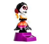 Ornement de tableau de bord de voiture squelette solaire | Tête de mort féminine en ABS Décoration d'Halloween tremblante à énergie solaire | Figurine de tête mobile avec décorations pour