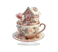 Ornement de Tasse à thé de rêve de Style européen élégant pour la Saint-Valentin Centre de Table Durable en Acrylique pour Tables (22.7x25x0.3cm)