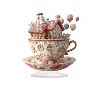 Ornement de tasse à thé de rêve de style européen élégant pour la Saint-Valentin Centre de table durable en acrylique pour tables (22.7x25x0.3cm)