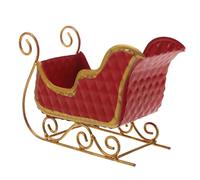 Ornement de Traîneau de Noël Vintage en Métal Rouge, Décoration de Table | Style Rustique Classique, Présentation Réutilisable, Compatible Bougies Chauffe-plat et Friandises, pour Vitrines, Comptoirs