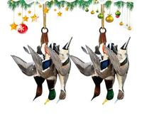 Ornement de voiture chasse au canard - Ensemble deux canards en acrylique, charme léger décoration vacances 2D | Accessoire Noël pour arbre, fenêtre, tableau bord, intérieur voiture, maison, affichage