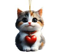 Ornement de voiture en forme de chat, breloque chaton mignon, breloque de rétroviseur, pendentif en acrylique en forme de chat, accessoire de rétroviseur de chat, pendentif en forme de cœur,