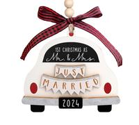 Ornement de Voiture mariée Juste - Cadeaux de Mariage pour la mariée et Le marié, Les Jeunes mariés en Bois Marié Ornement de | Voiture en Couple, Premiers Ornements de Noël Ensemble orneme
