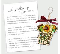 Ornement d'éléphant - Carte d'histoire d'amour d'une mère - Éléphant en bois avec motif de veau - Symbole de la force maternelle et d'amour inconditionnel - Souvenir sincère célébrant la maternité